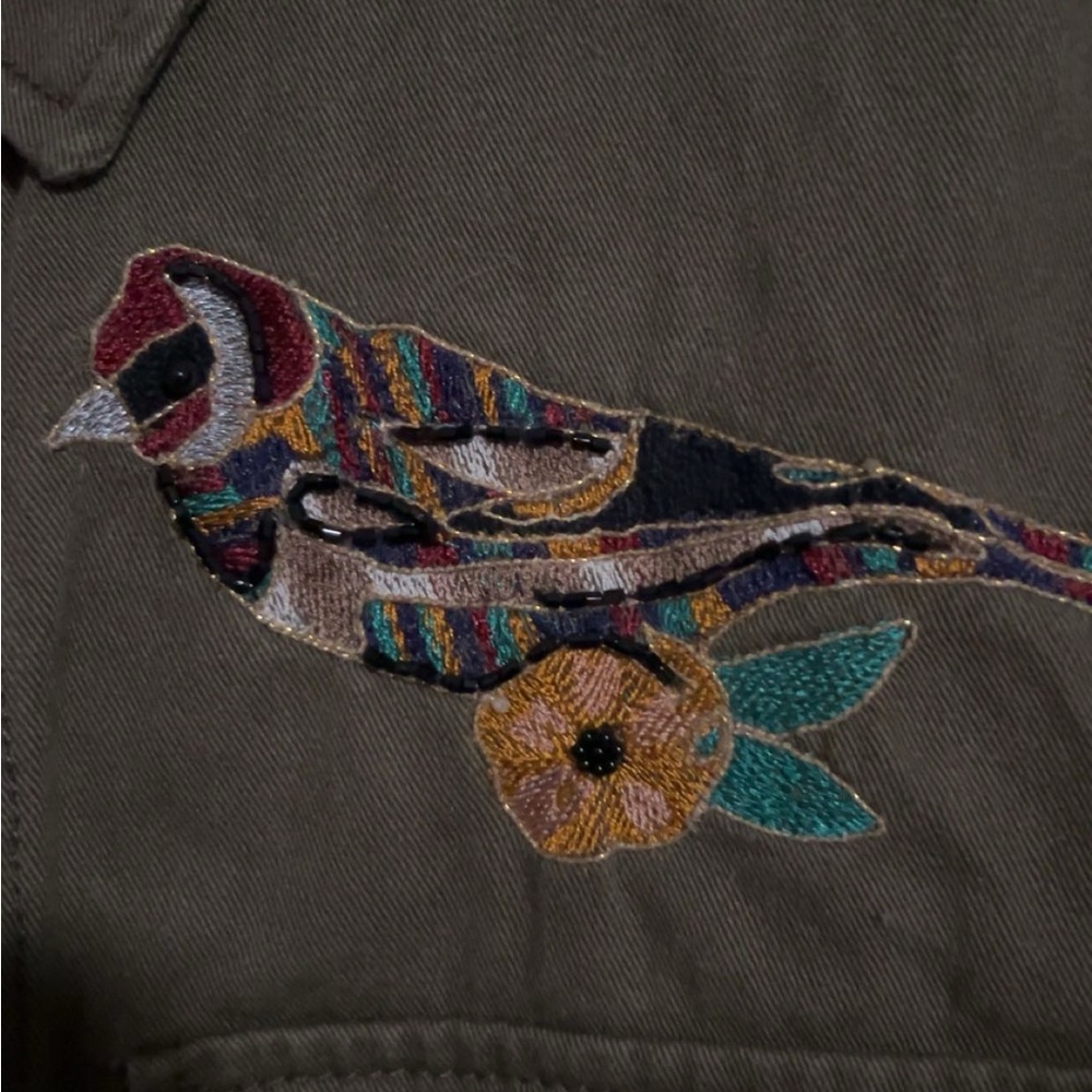 Zara Basic Denim Army Style Patch And Embroidered… - image 8